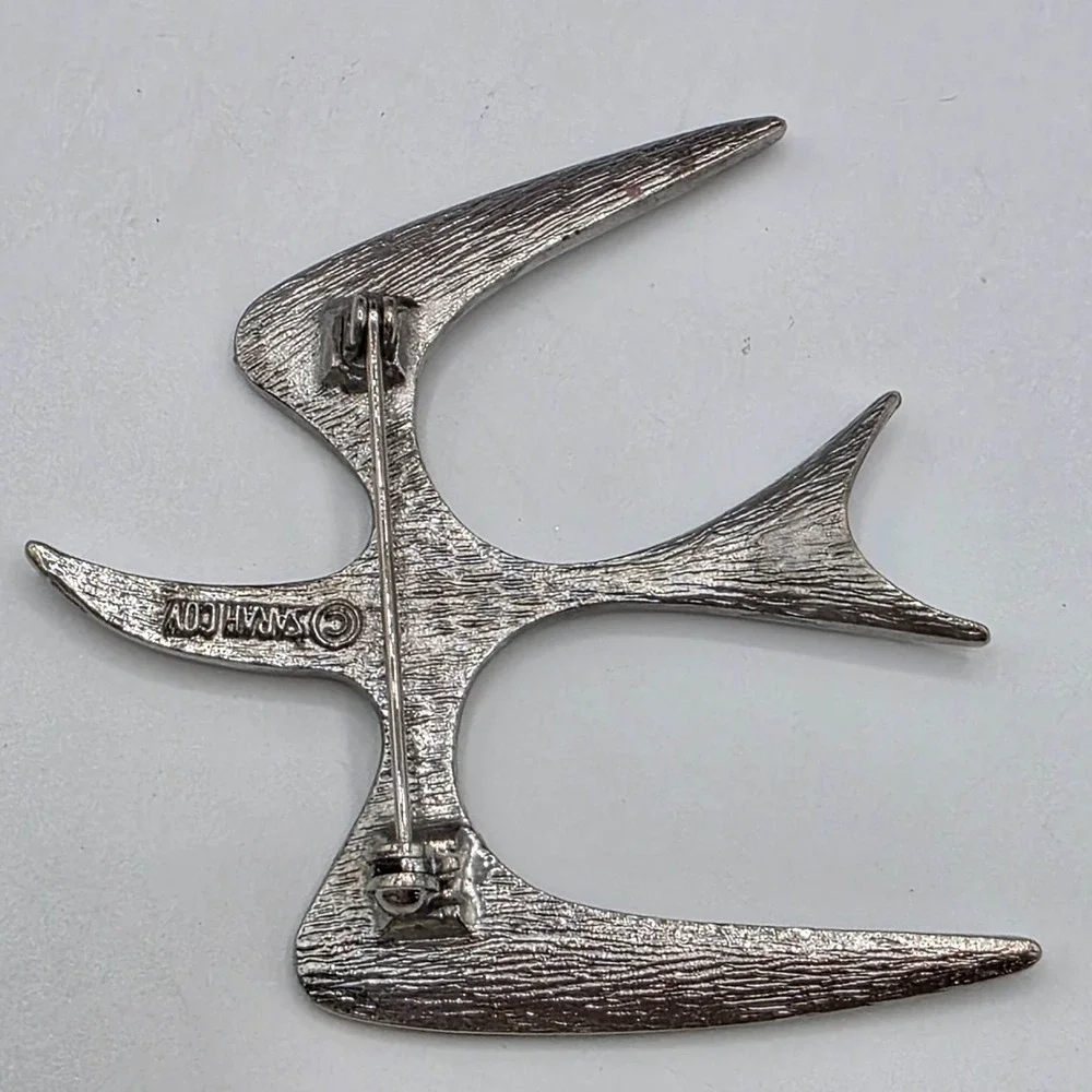 Sarah Coventry Silver Tone Mid Century Modern Abstract Bird Brooch‎ Pin